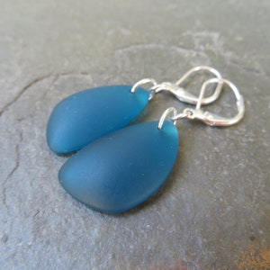 Sea Glass Earrings with Lever back ear wires - cultured beach glass jewelry - Choice of glass color and material at checkout TEAL