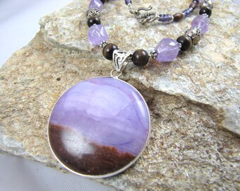 purple gemstone necklace - sterling silver