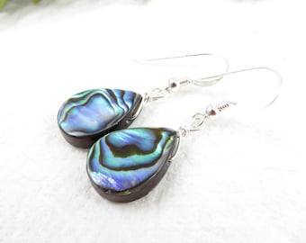 Red Paua Earrings, Ruby Abalone Shell Jewelry, Sterling Silver Studs ...