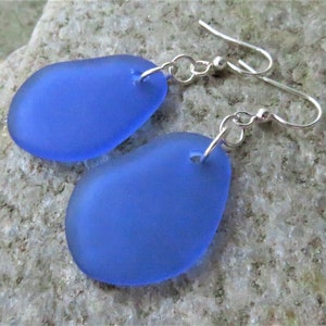 Royal blue sea glass earrings