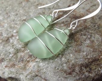 Sea Foam Green Sea Glass Jewelry - choice of ear wire material at checkout