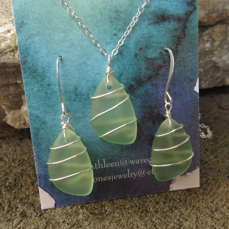 Sea Foam Green Sea Glass Jewelry choice of ear wire material at checkout image 3