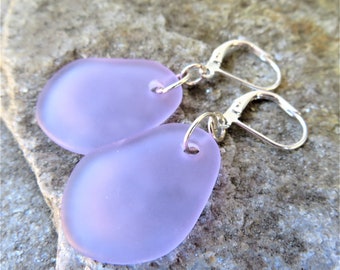 light weight sea glass earrings - lever back ear wires - choice of colors at checkout