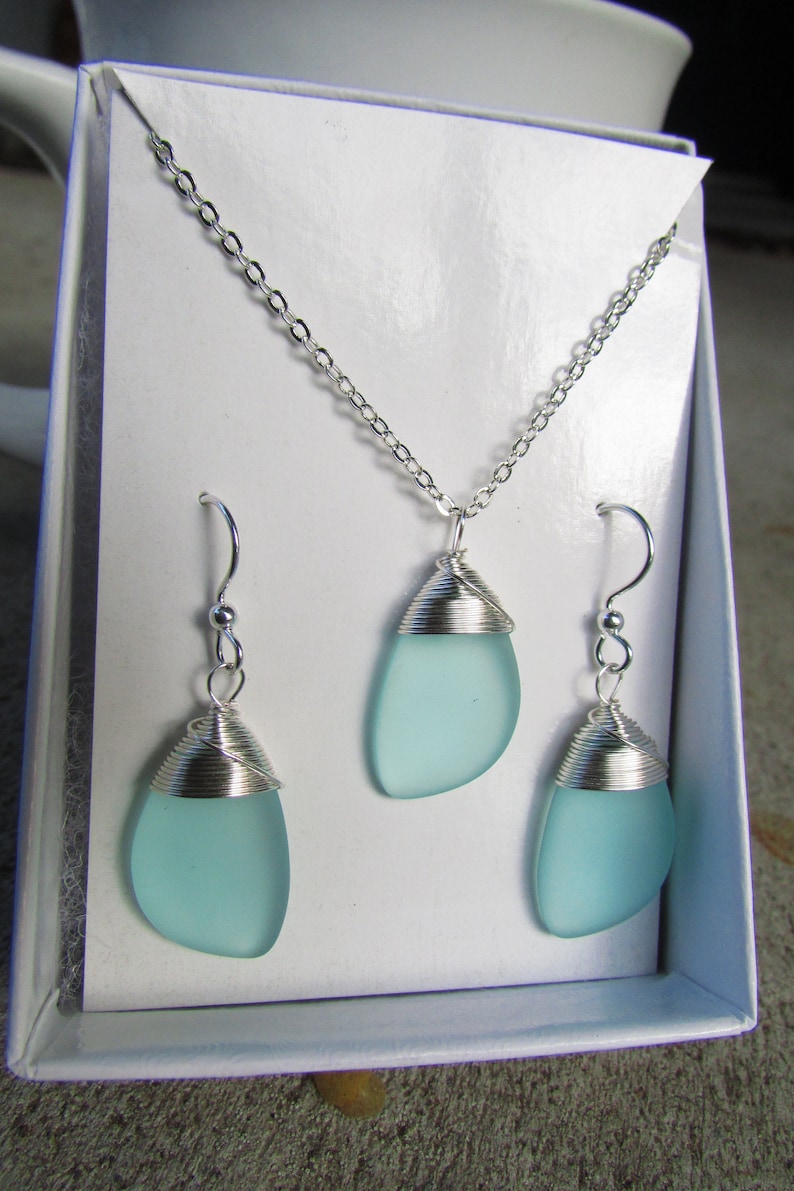 Sea glass earrings cultured seaglass jewelry choice of colors and metal silver plated or sterling image 4