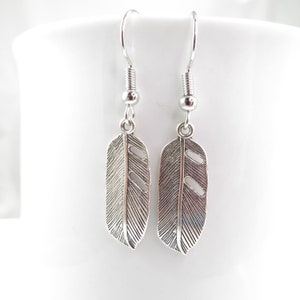 small pewter leaf charm earrings
