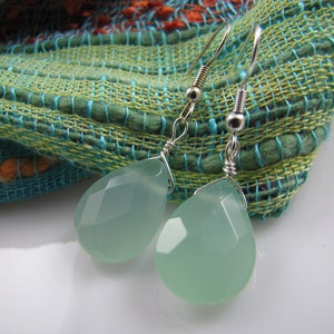 soft blue green faceted teardrop earrings image 2