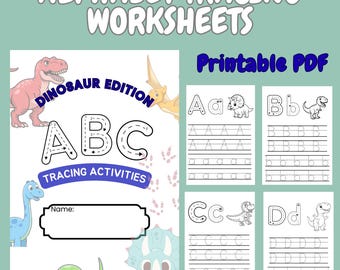Dinosaur Alphabet Tracing Worksheets | Printable PDF | Preschool, Pre-K & Kindergarten