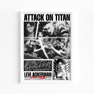 Attack on Titan Poster, Levi ackerman ,AOT Digital poster,  Anime Gifts, Anime Art for Kids Room, Decor Wall Collage,