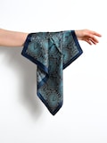 100% Mulberry Silk Scarf with Vintage Paisley Print, 50cm Small Square Silk Neck Scarf, Elegant Teal & Navy Retro Silk Bandana for Women product logo