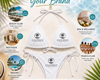 Bikini personnalisé avec logo, maillot de bain logo entreprise, bikini de marque, maillot de bain d'entreprise, bikini promotionnel, vêtements d'entreprise personnalisés