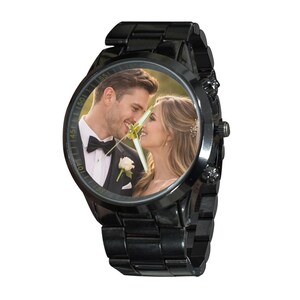 Montre photo personnalisée pour homme, montre photo personnalisée, cadeau mari, cadeau d'anniversaire pour lui, montre photo de couple, cadeau pour petit ami image 6