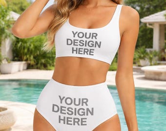 Personalized Bikini Set Customizable Swimwear Add Your Logo Design Custom Bikini Swimsuit Logo Print Beachwear