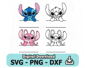 ステッチSVG、エンジェルSVG、覗き見ステッチSVG、即時ダウンロード、Cricut & Silhouette用カットファイル、PNG、COD020
