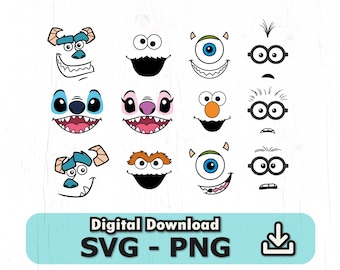 Mostro carino Svg, facce di mostri Png, download immediato, file per Cricut, COD007