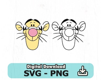 Tigger Face Svg, Hunny Svg, instant download, files for Cricut, COD005