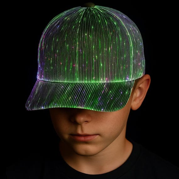 Glow Fiber Optic LED Baseball Cap | Light Up Hat for Party Festival Rave Night