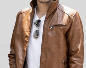Mens Ryke Original Street Light Brown Leather Jacket