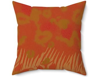 Abstract Orange Animal Print Pillow Cover, Modern Accent Cushion