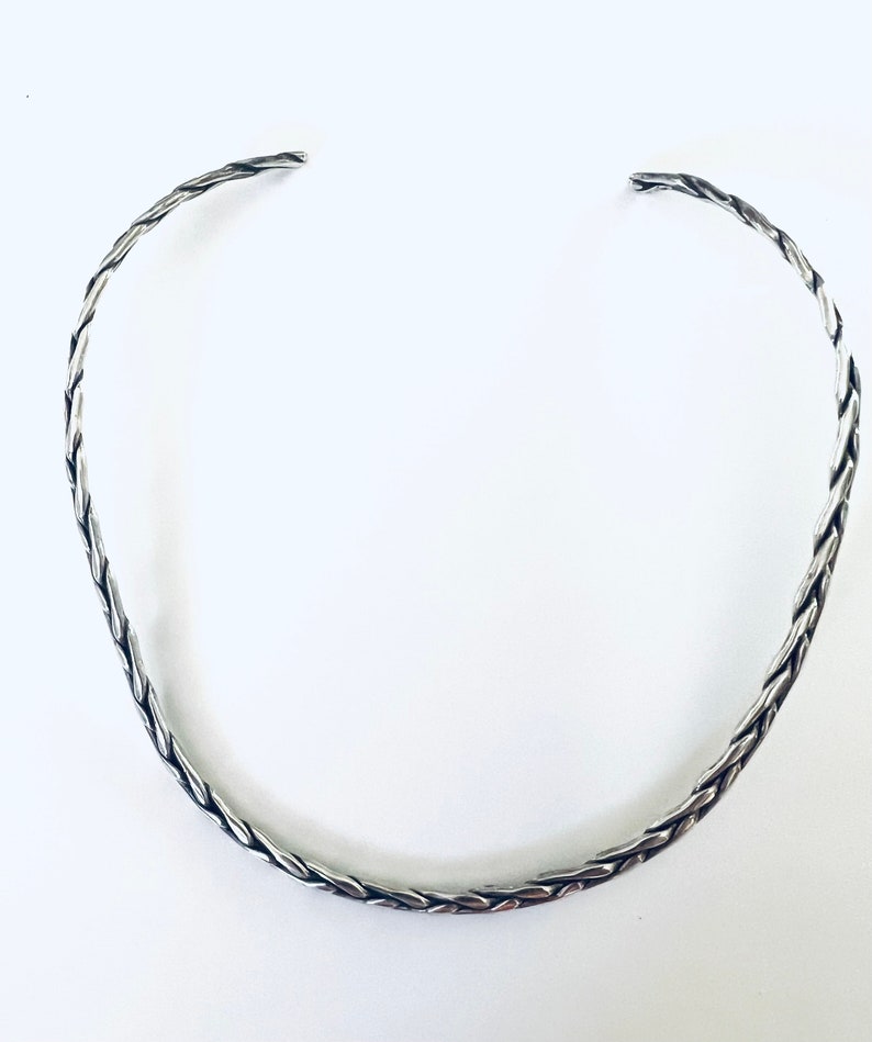 Mexico Sterling Braided Cuff Necklace Collar image 1