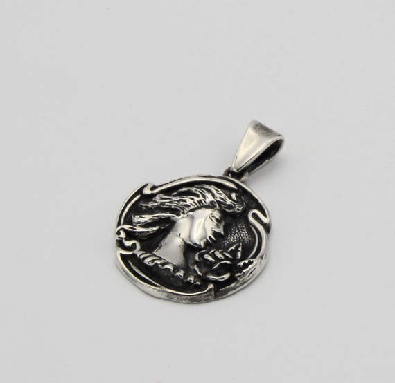 Taxco D’Molina Sterling Silver Art Nouveau Pendant - image 1