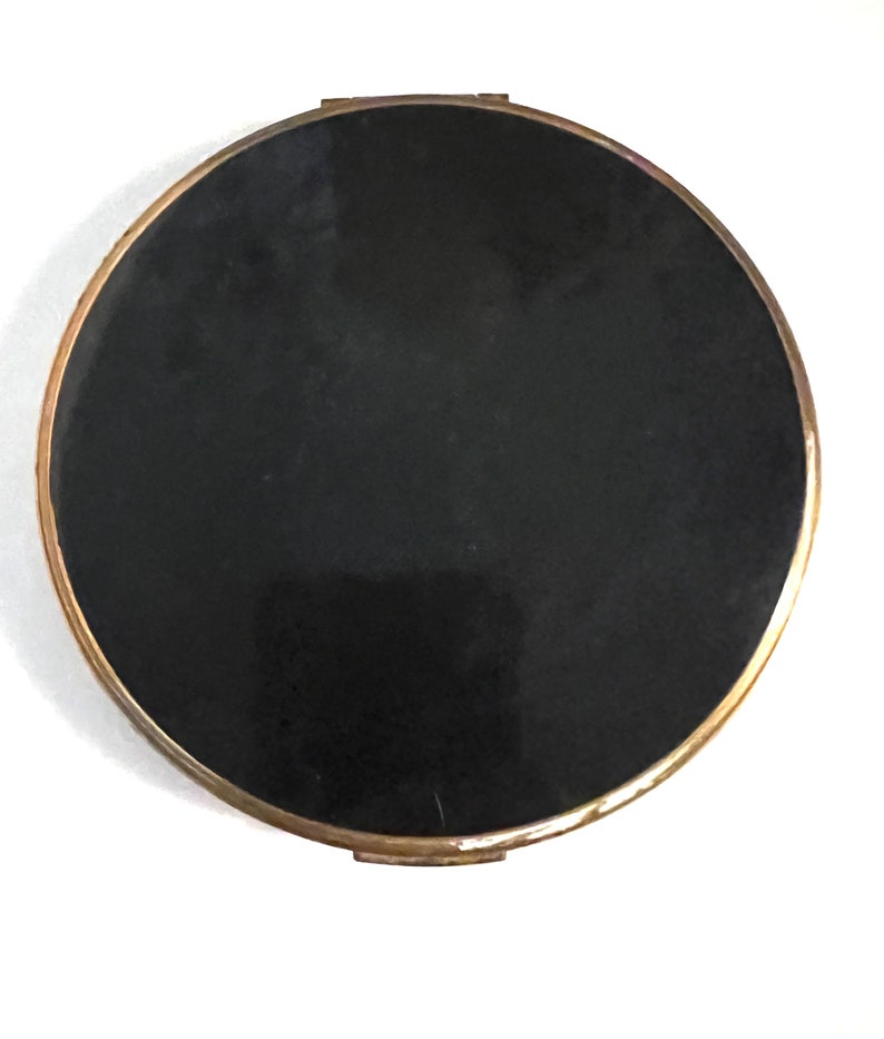 Vintage Black Cloisonné Powder Compact Inscribed image 5