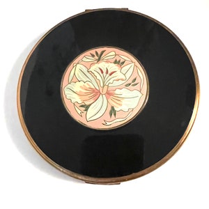 Vintage Black Cloisonné Powder Compact Inscribed image 4