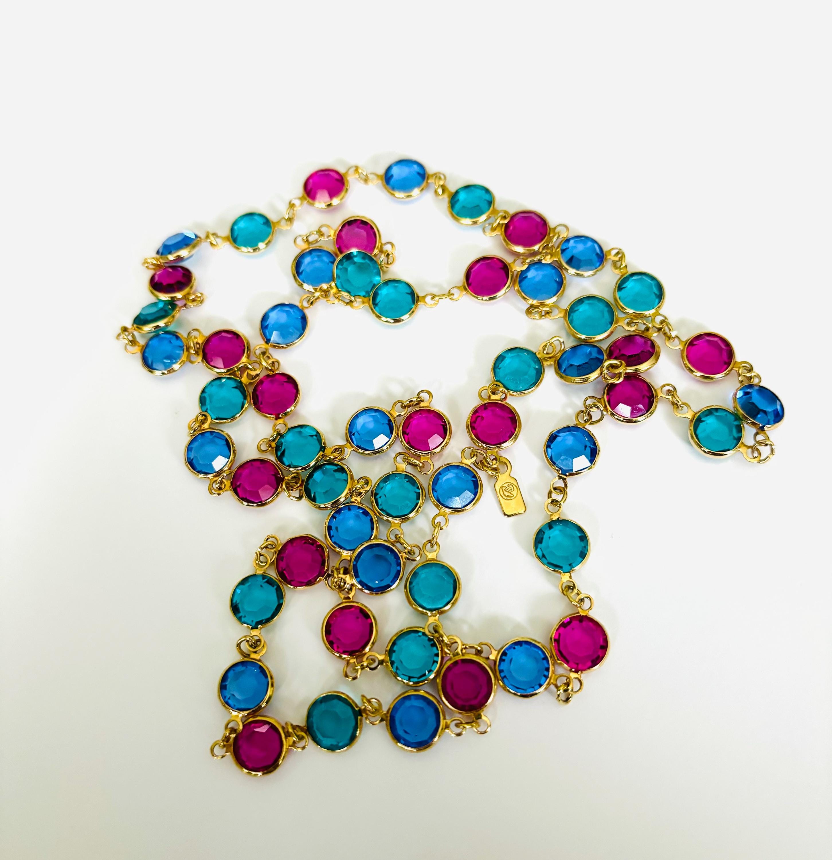 Swarovski Bezel Set Crystal Necklace Swan Signed Etsy