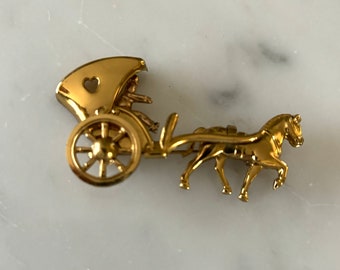 Coro Pegasus Horse and Carriage Brooch