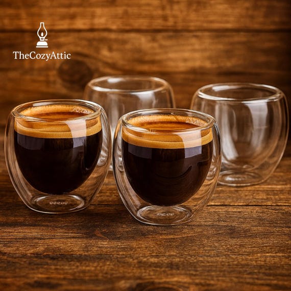 Doppelwandige Espressotassen aus Glas, 6er-Set – 80 ml, hitzebeständige Kaffee-Schnapsgläser für Espresso, Latte und Cappuccino