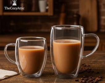 Double Wall Glass Coffee Cups – Insulated Heat Resistant Mugs for Espresso, Latte & Tea (150ml–450ml)