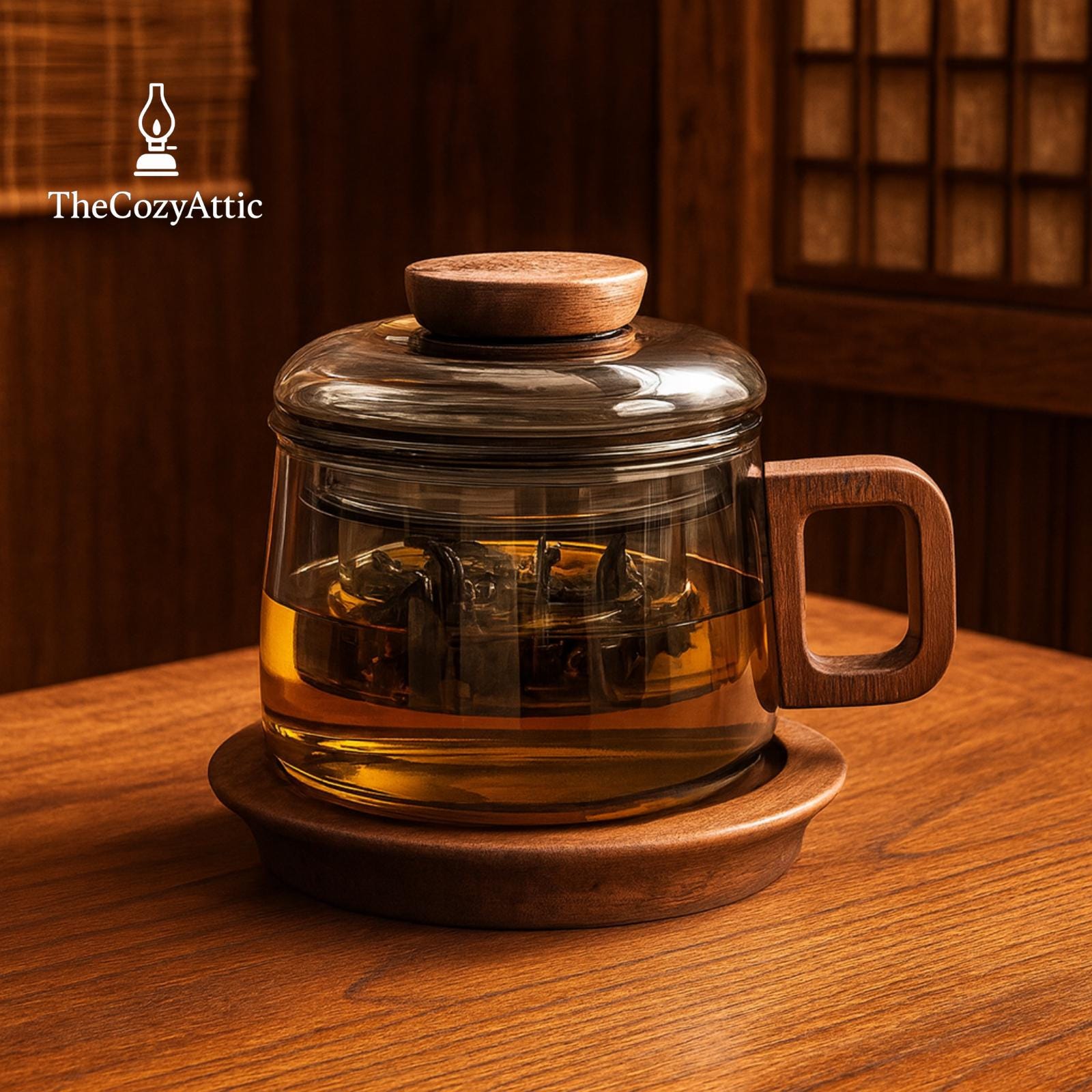 Japanese Wooden Glass Teapot Set – Minimalist Heat-resistant Tea Brewer ...