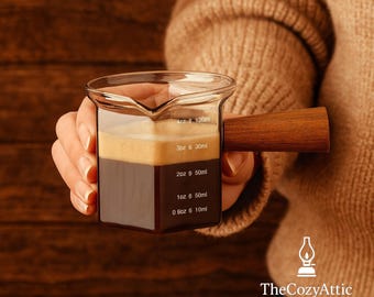 Glass Measuring Cup Set with Wooden Handle