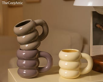 Bubble Ceramic Coffee Mug – Modern Sculptural Design in Multiple Colors