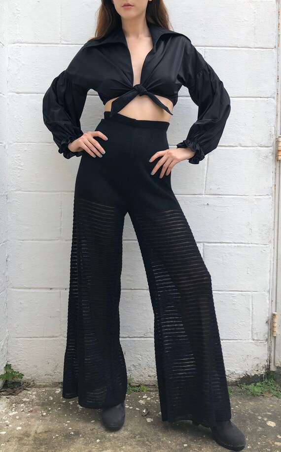 Jean Claude Paris 1970’s Sheer Stripe Knit Palazzo