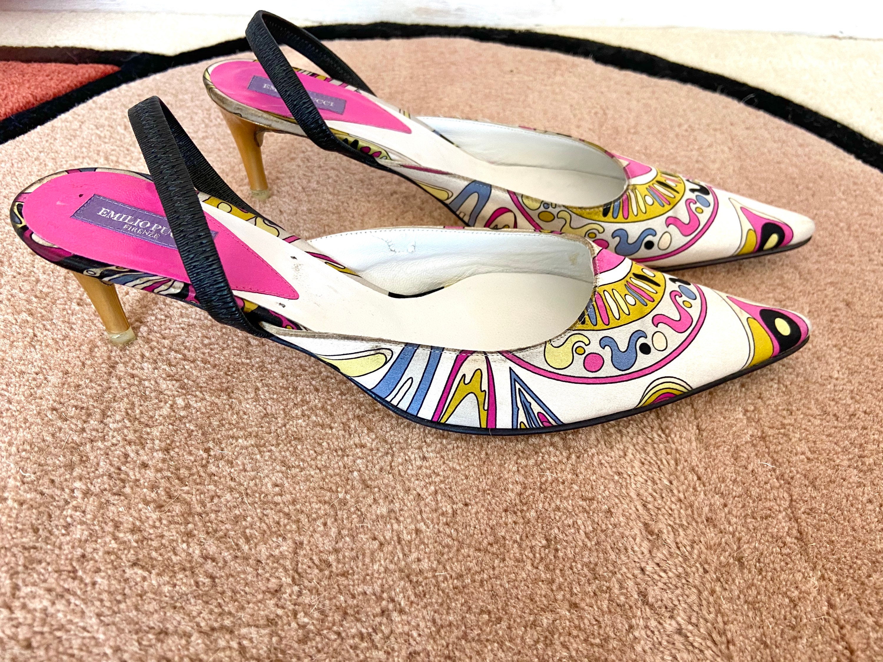 Emilio Pucci Slingback Kitten Heel Italian 37.5 - Etsy Singapore