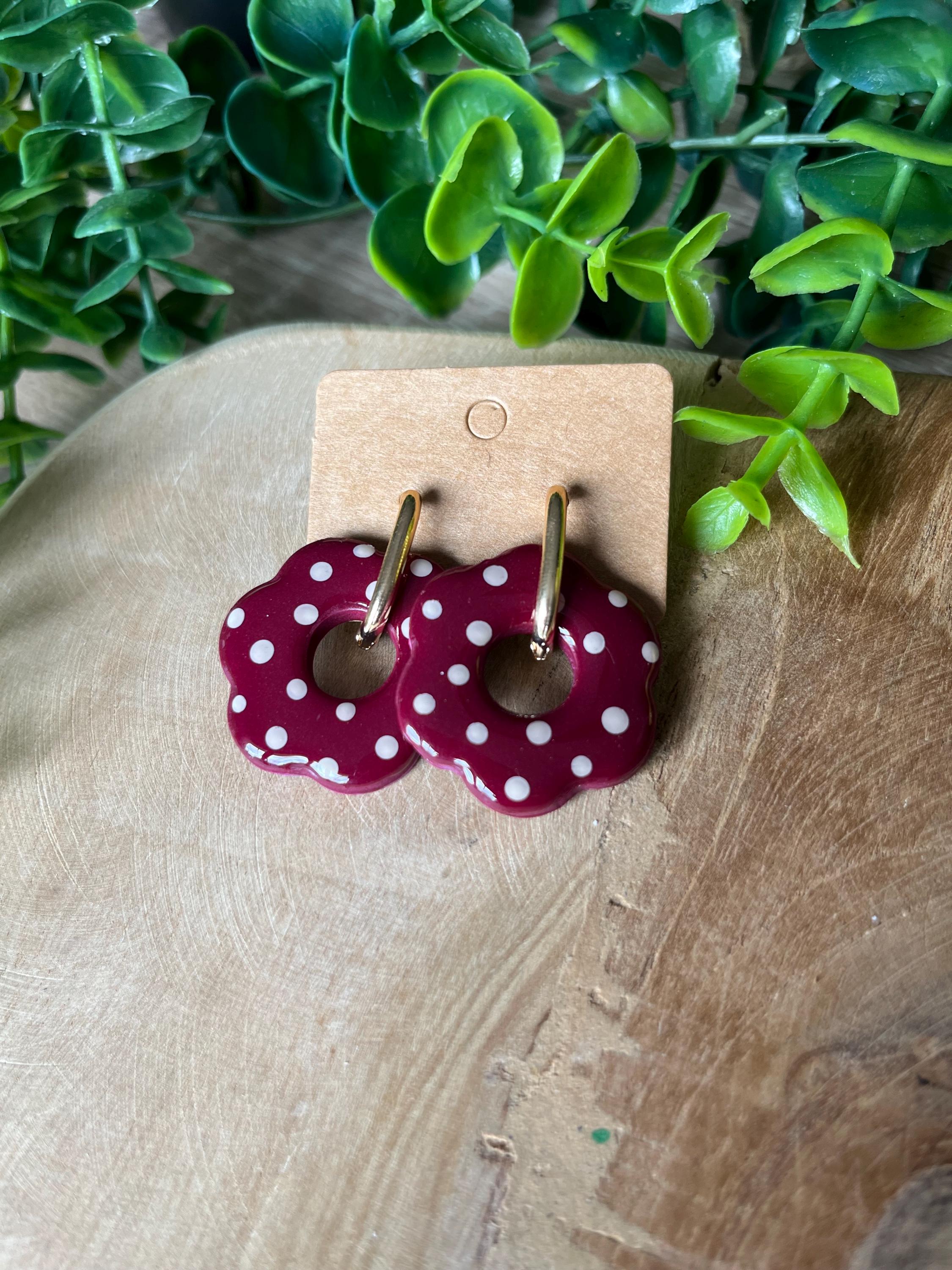 Boucles D'oreilles Argent 925 Motif Bordeaux Vintage - Sans Emballage - Style Boucle