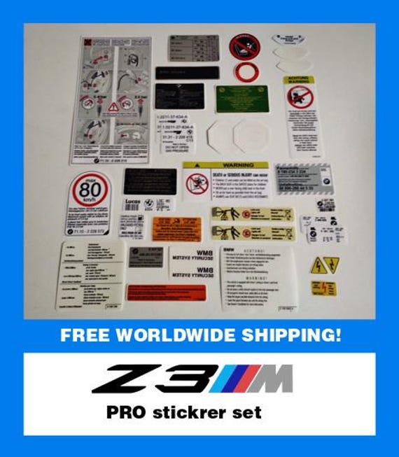 BMW Set of Stickers E36/7 Z3M Coupe Roadster EURO / UK Full Set