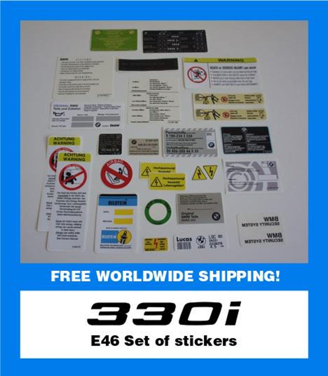 330i Window Sticker BMW Set of Stickers E46 330i EURO Full Set* Please Check Available ...