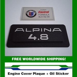 BMW ALPINA E39 B10V8S engine cover plaque 4.8L replacement + oil sticker 082
