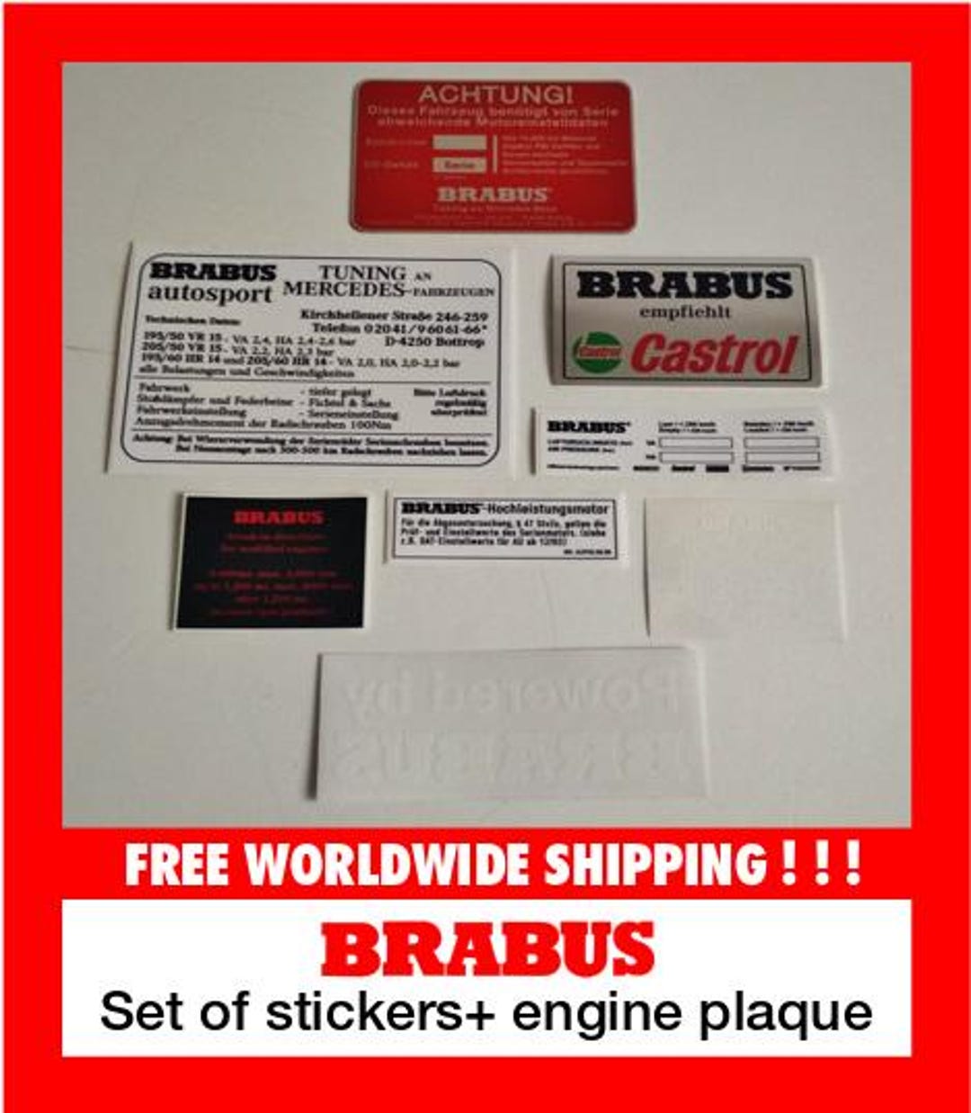 Mercedes BRABUS Castrol Plaque Replica Set of Stickers 500E Project ...