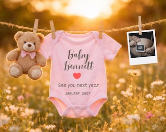 Neutral Baby Girl Announcement Editable Canva, Teddy Bear Pregnancy Reveal Template, Instant Digital Download
