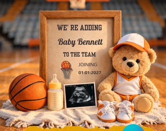 Editable Basketball Pregnancy Announcement Template, Sports Baby Reveal (Digital Download)