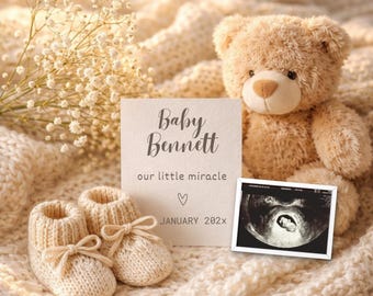 Gender Neutral Baby Reveal, Editable Pregnancy Announcement Template (Canva Download)
