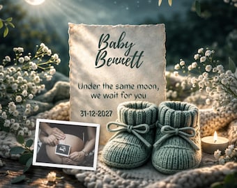 Gender Neutral Baby Reveal, Editable Pregnancy Announcement Template (Canva Download)