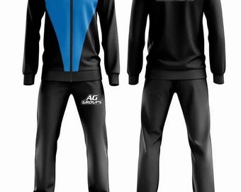 AG Groups Black & Blue Tracksuit Athletic Wear, Two-Piece Jogging Suit Set, Custom Team