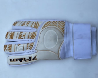 Professional Goalkeeper Gloves White & Gold Soccer Goalie Gear | Pro-Level Grip Protection
