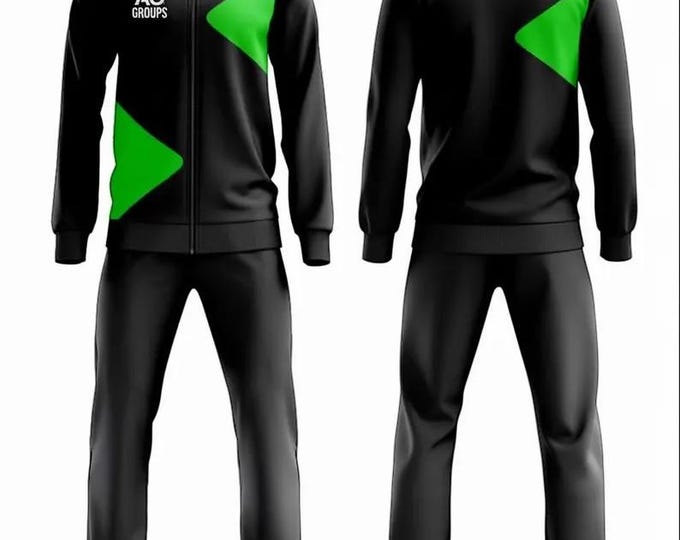 Featured listing image: AG Groups Black & Green Tracksuit | Men's Zip-Up Activewear Set | Gym Joggers Sportswear Outfit