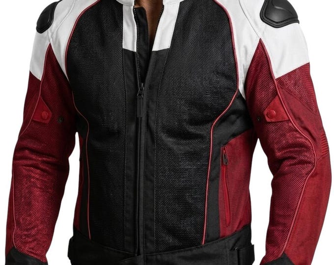 Featured listing image: Men’s Tricolor Mesh Motorcycle Jacket – Breathable Summer Racing Armor