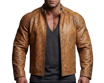 The Rugged Classic: Distressed Brown Leather Jacket