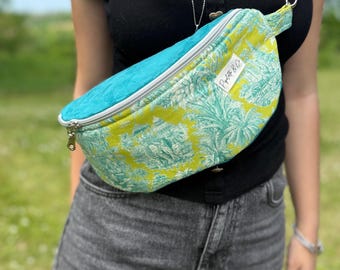 Riñonera de ante y Toile de Jouy de colores - Bolso de hombro hecho a mano - Regalo original para mujer - Pipelette & Co